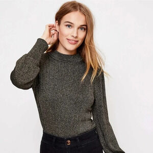 NWT LOFT Metallic Shimmery Mock Neck Sweater